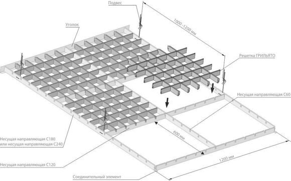 схема монтажа грильято стандарт Люмсвет
